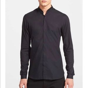 The Kooples Leather Band Collar Dress Shirt